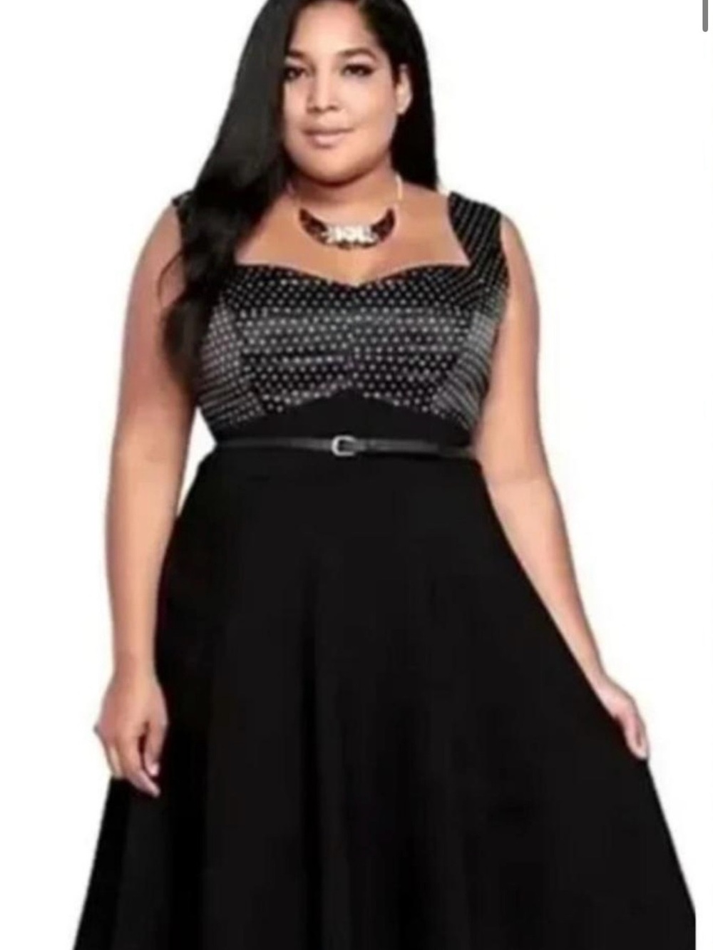 torrid Black Polka Dot Fit & Flare Midi Dress